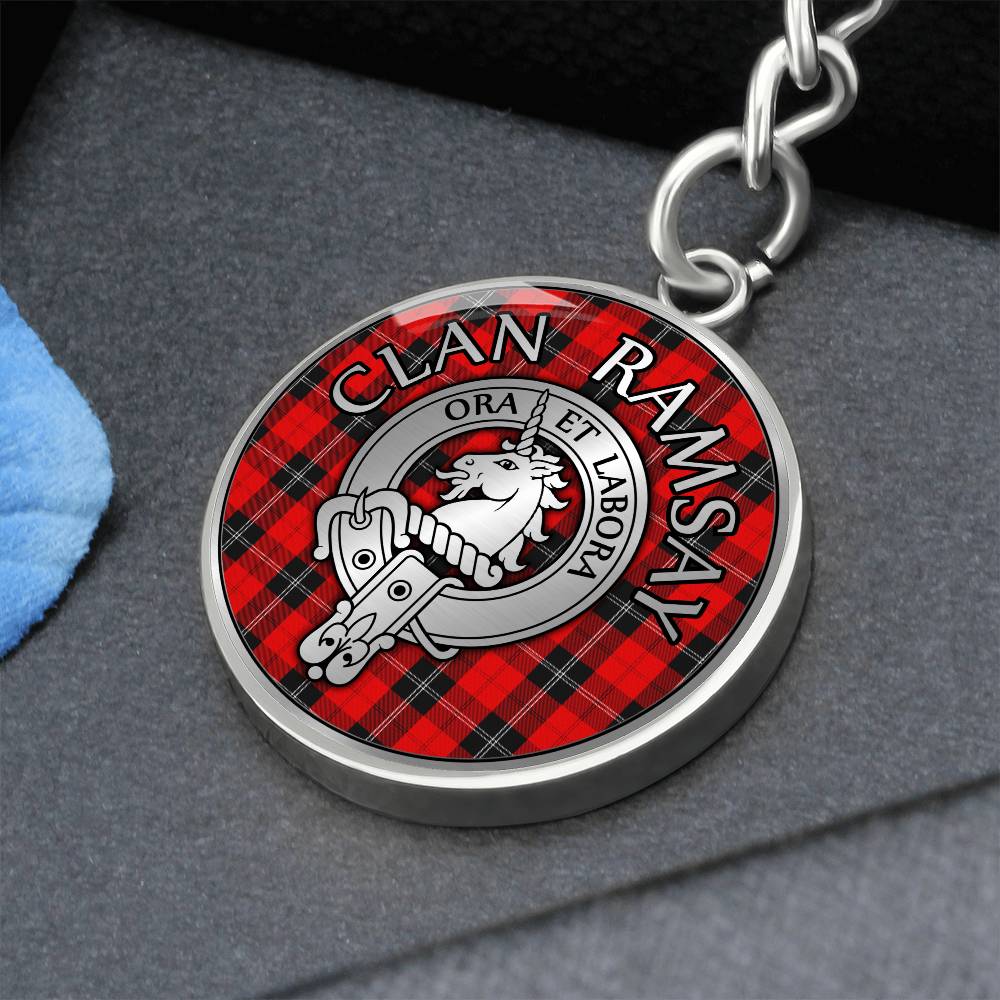 Clan Ramsay Crest & Tartan Pendant Keychain