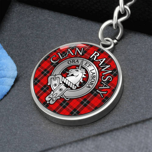 Clan Ramsay Crest & Tartan Pendant Keychain