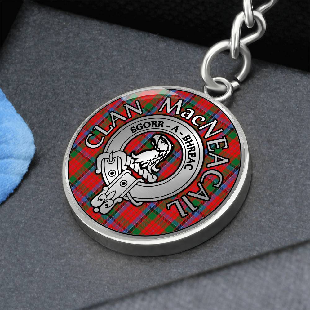 Clan MacNeacail Crest & Tartan Pendant Keychain