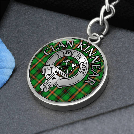 Clan Kinnear Crest & Tartan Pendant Keychain