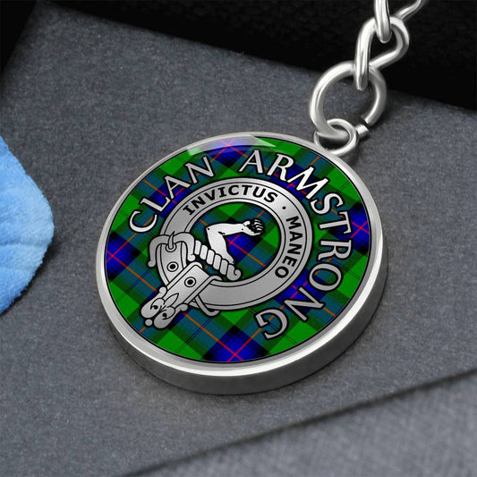 Clan Armstrong Crest & Tartan Pendant Keychain