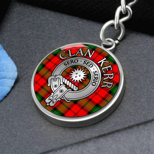 Clan Kerr Crest & Tartan Pendant Keychain