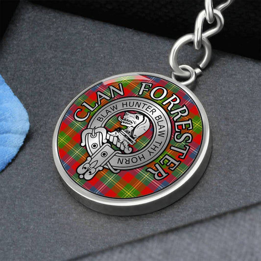 Clan Forrester Crest & Tartan Pendant Keychain