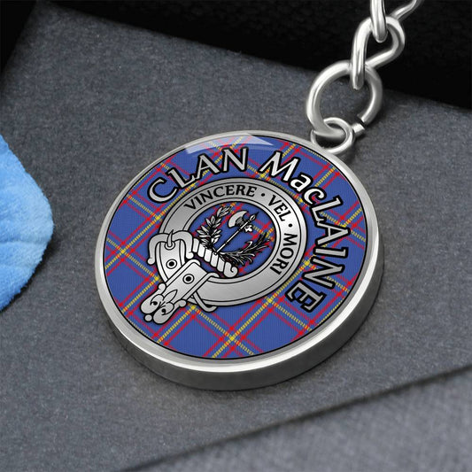 Clan MacLaine Crest & Tartan Pendant Keychain