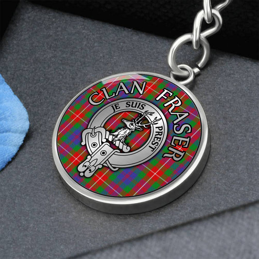 Clan Fraser Crest & Tartan Pendant Keychain