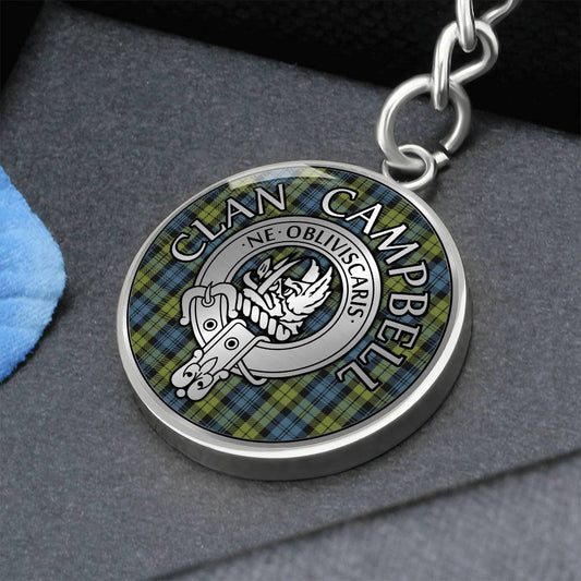 Clan Campbell Crest & Tartan Pendant Keychain