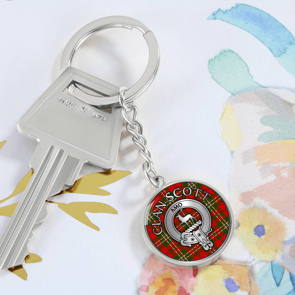 Clan Scott Crest & Tartan Pendant Keychain