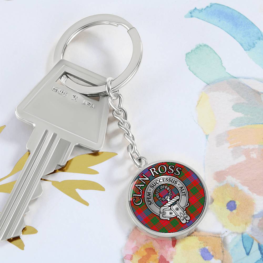 Clan Ross Crest & Tartan Pendant Keychain