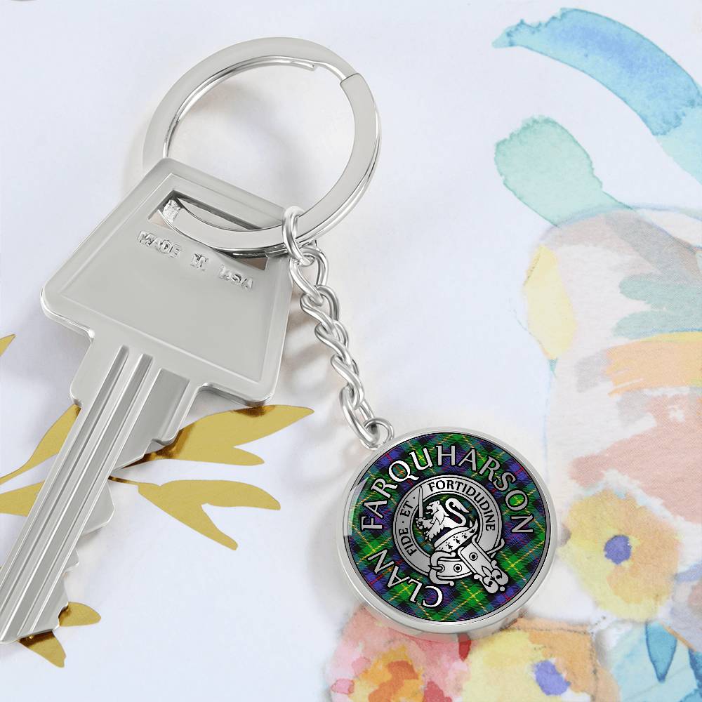 Clan Farquharson Crest & Tartan Pendant Keychain