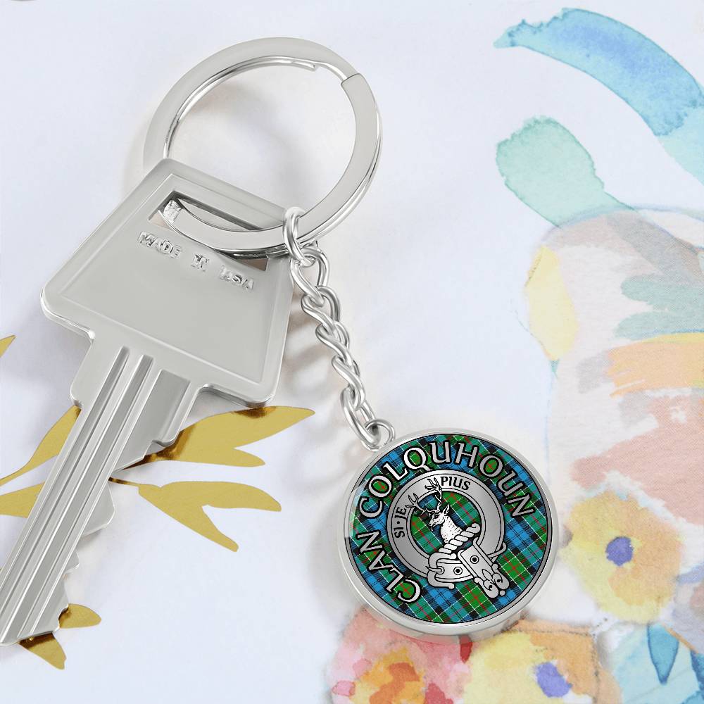 Clan Colquhoun Crest & Tartan Pendant Keychain