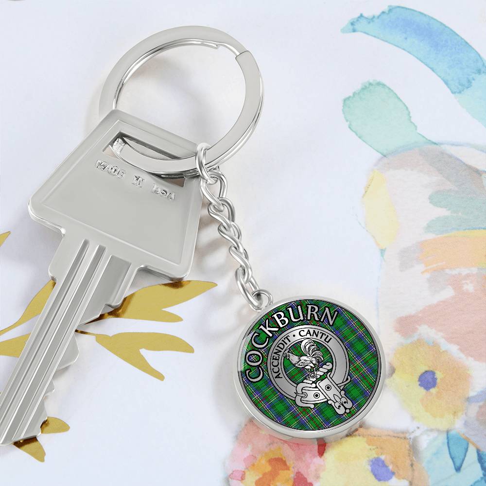 Clan Cockburn Crest & Tartan Pendant Keychain