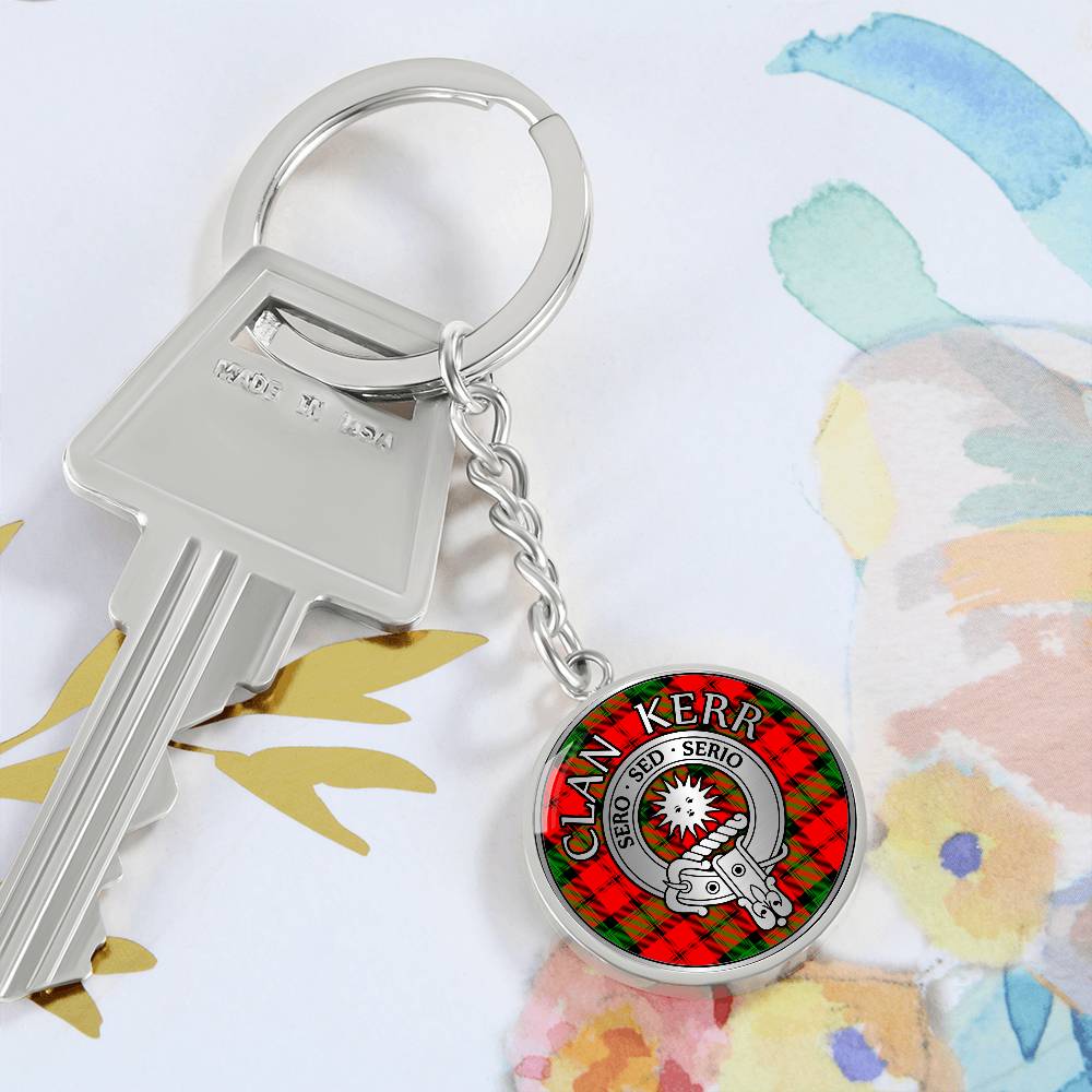 Clan Kerr Crest & Tartan Pendant Keychain