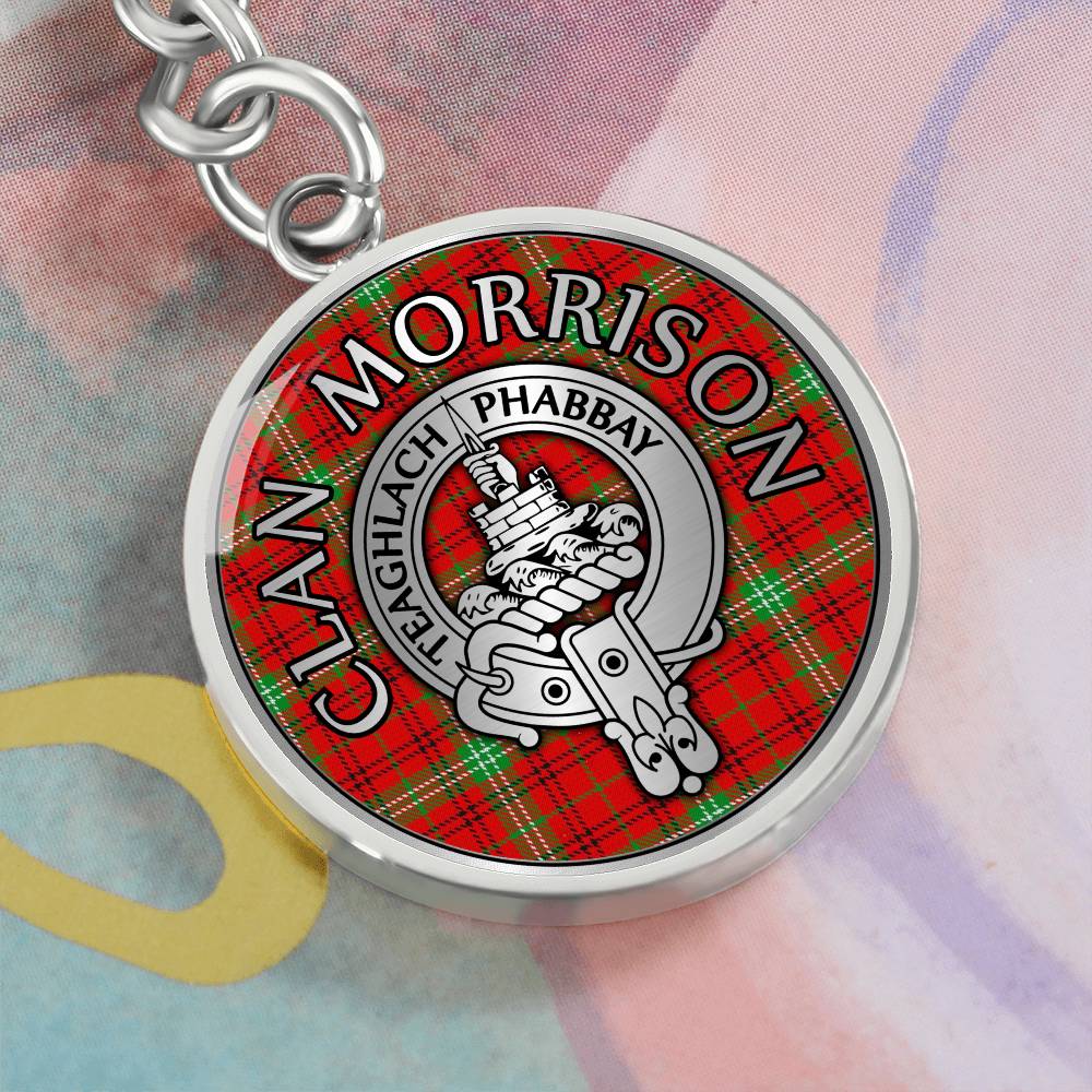 Clan Morrison Crest & Tartan Pendant Keychain