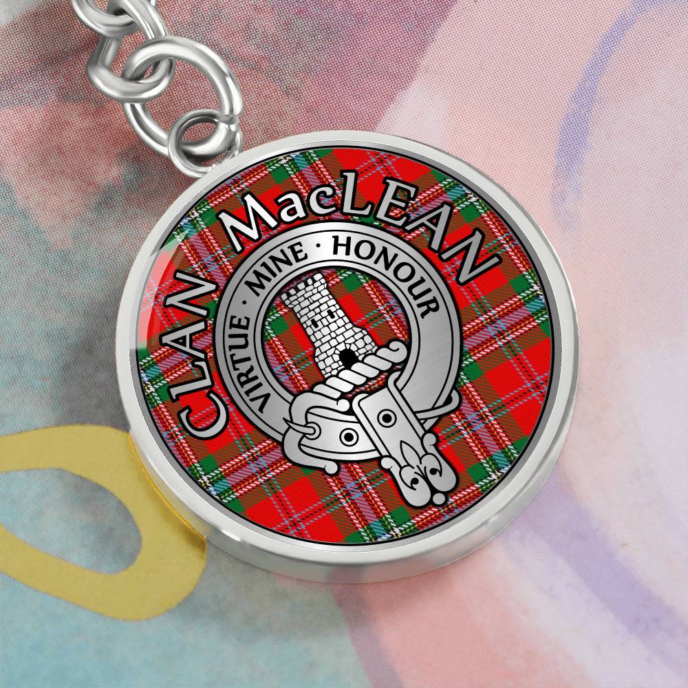 Clan MacLean Crest & Tartan Pendant Keychain