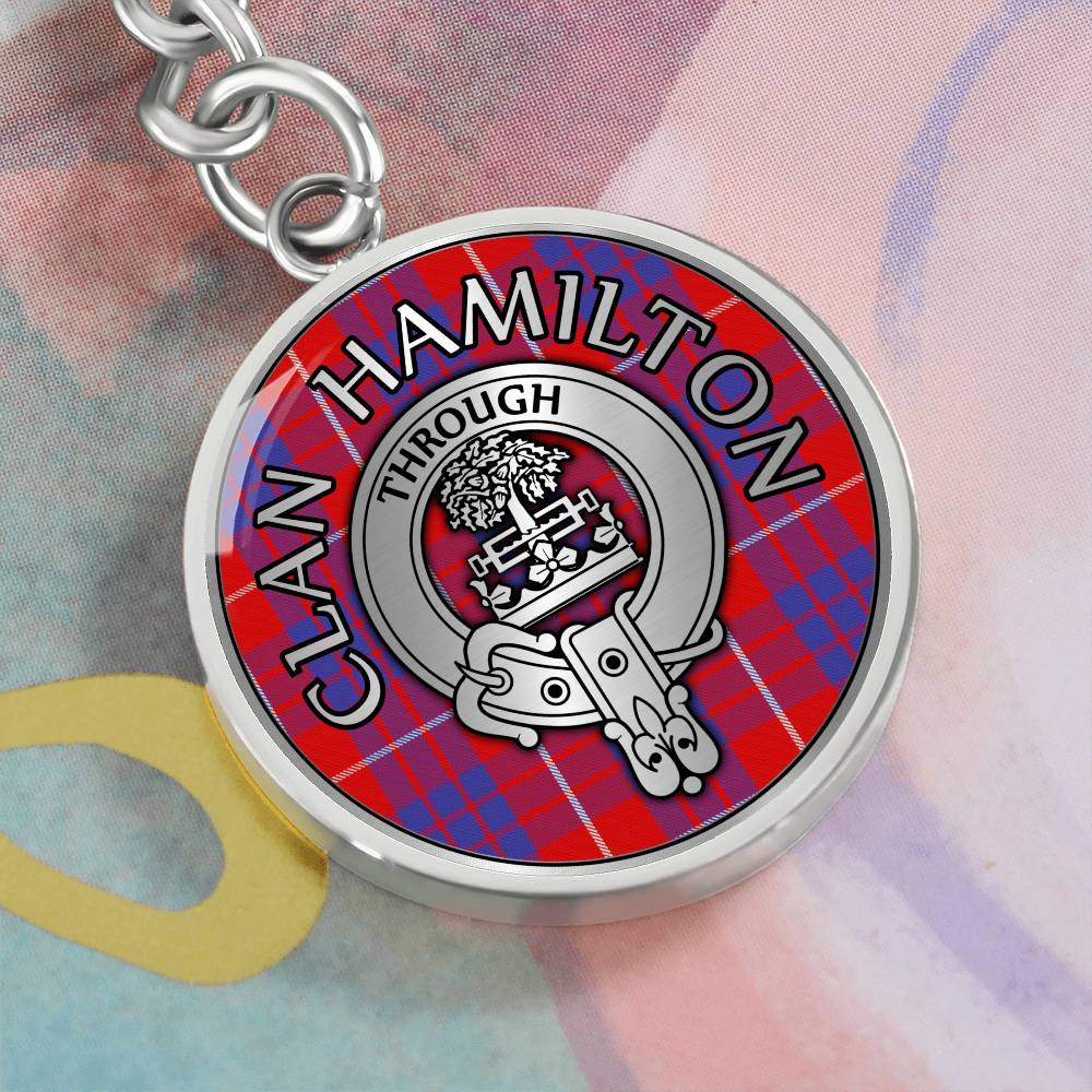 Clan Hamilton Crest & Tartan Pendant Keychain