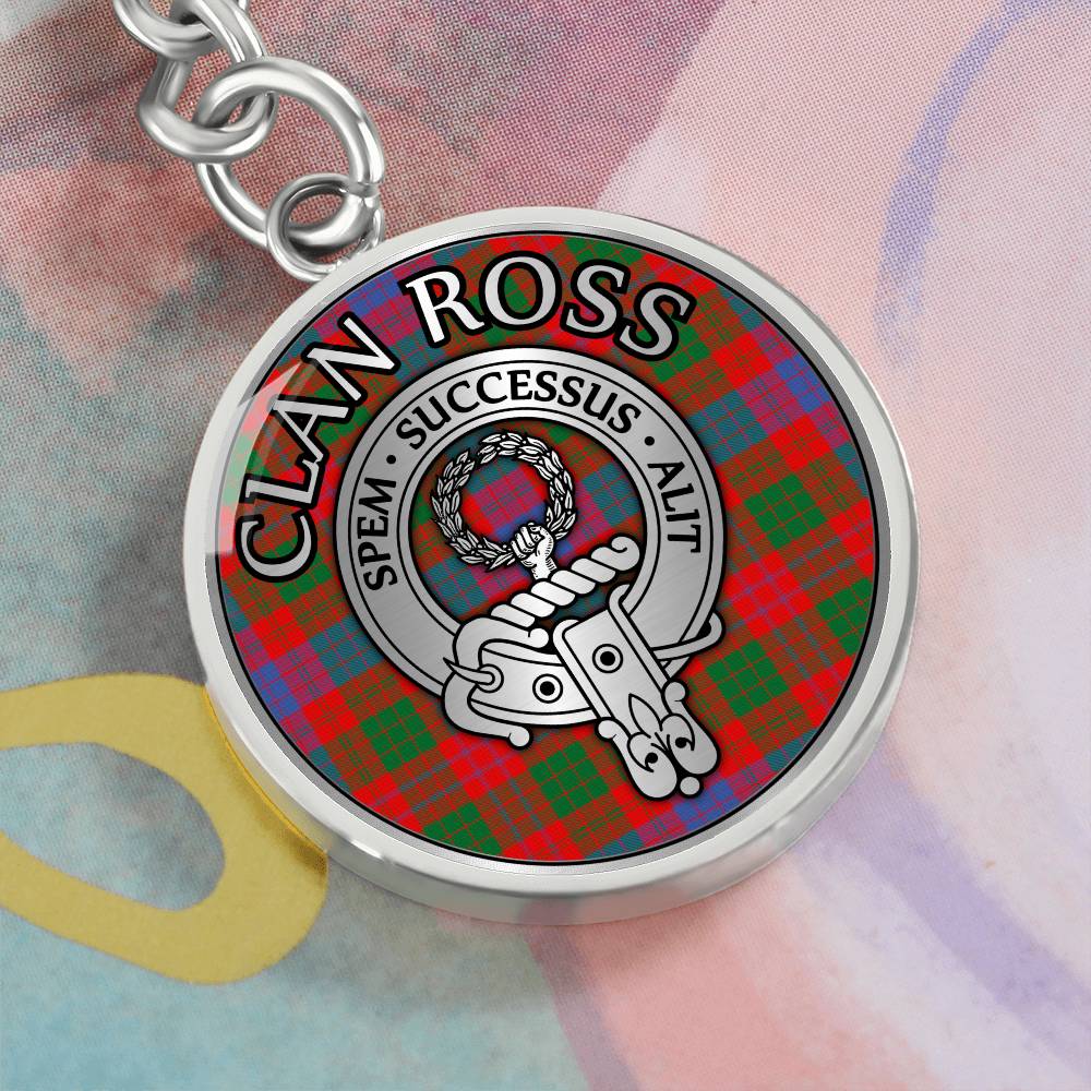 Clan Ross Crest & Tartan Pendant Keychain