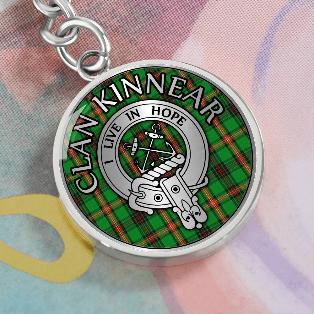 Clan Kinnear Crest & Tartan Pendant Keychain