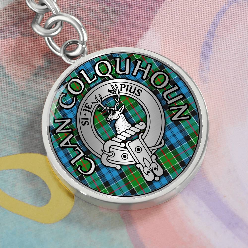 Clan Colquhoun Crest & Tartan Pendant Keychain