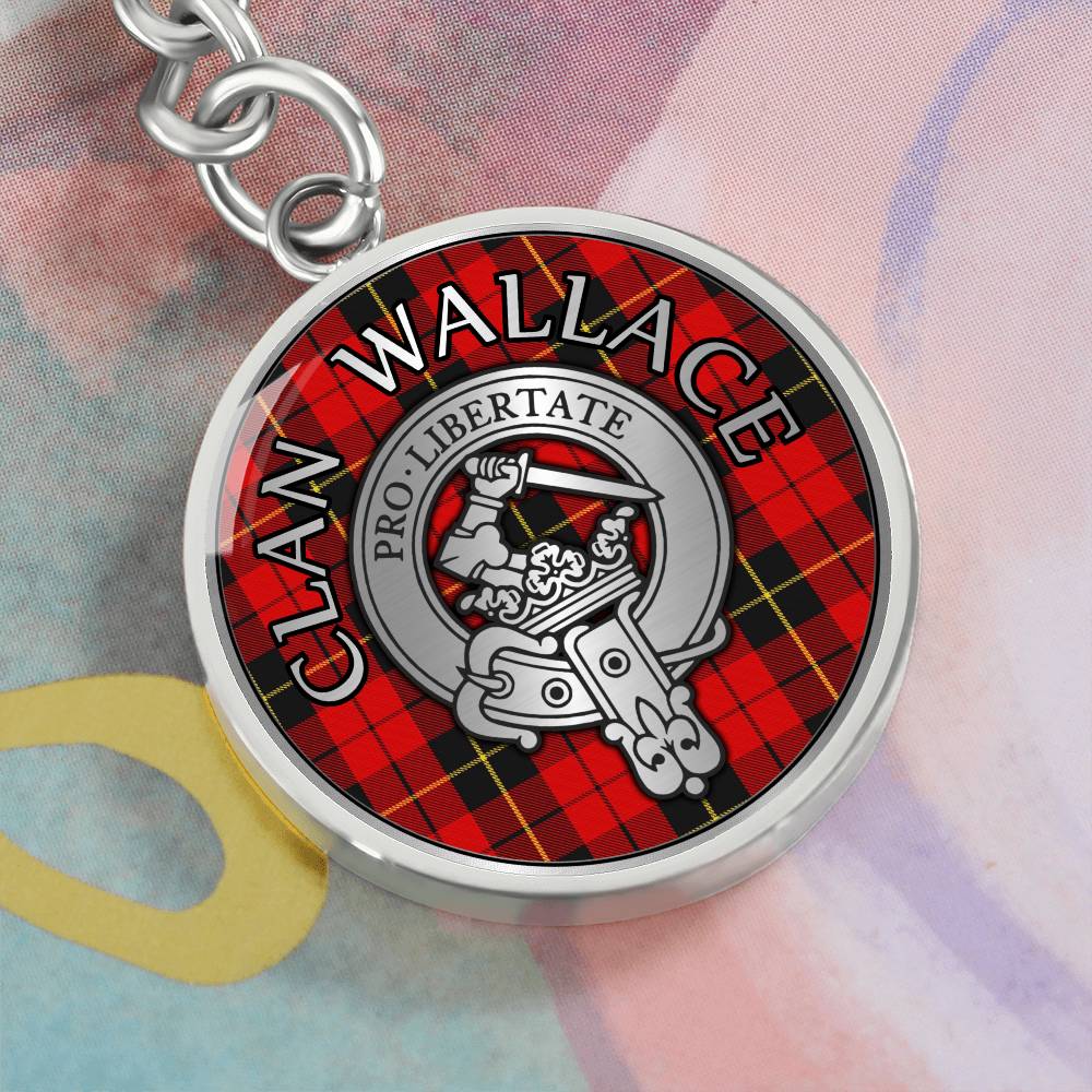 Clan Wallace Crest & Tartan Pendant Keychain