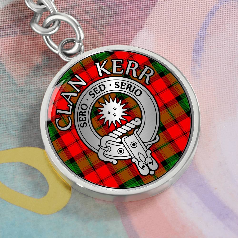 Clan Kerr Crest & Tartan Pendant Keychain