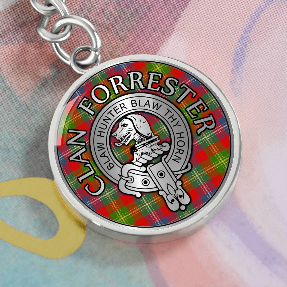 Clan Forrester Crest & Tartan Pendant Keychain