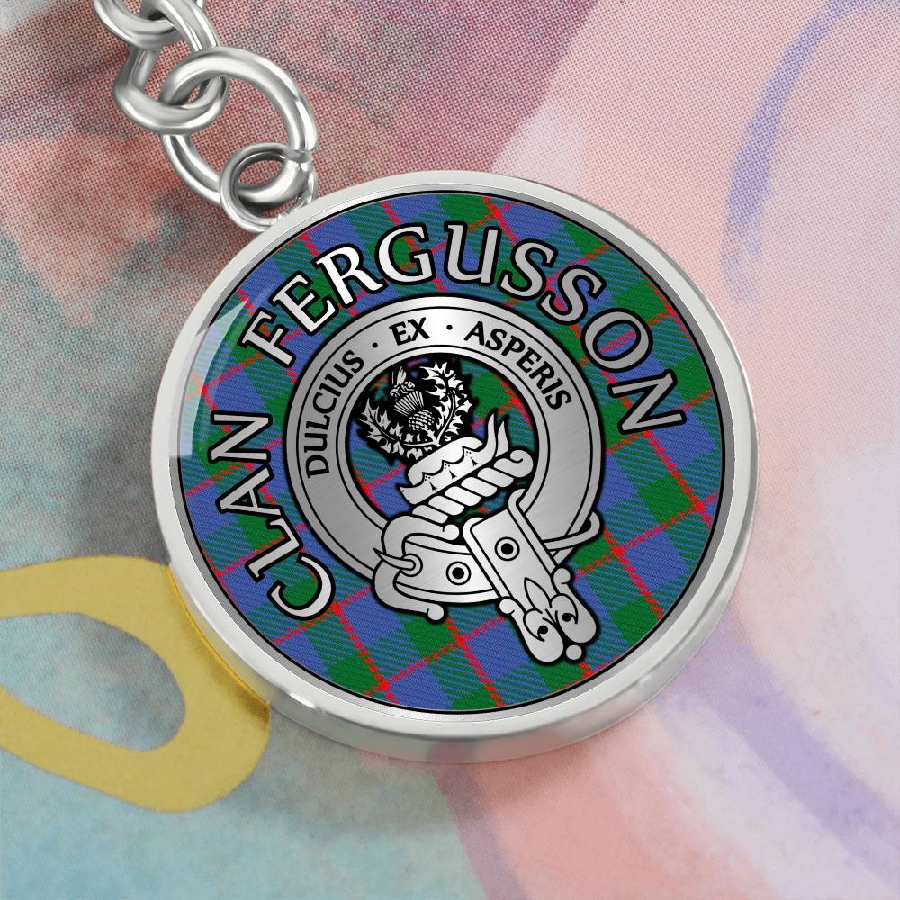 Clan Fergusson Crest & Tartan Pendant Keychain