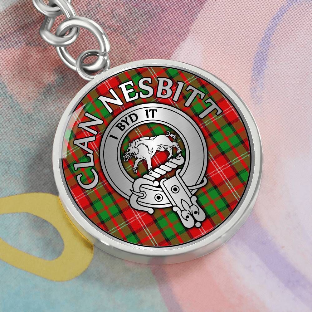 Clan Nesbitt Crest & Tartan Pendant Keychain