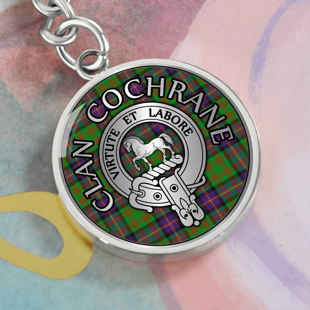 Clan Cochrane Crest & Tartan Pendant Keychain