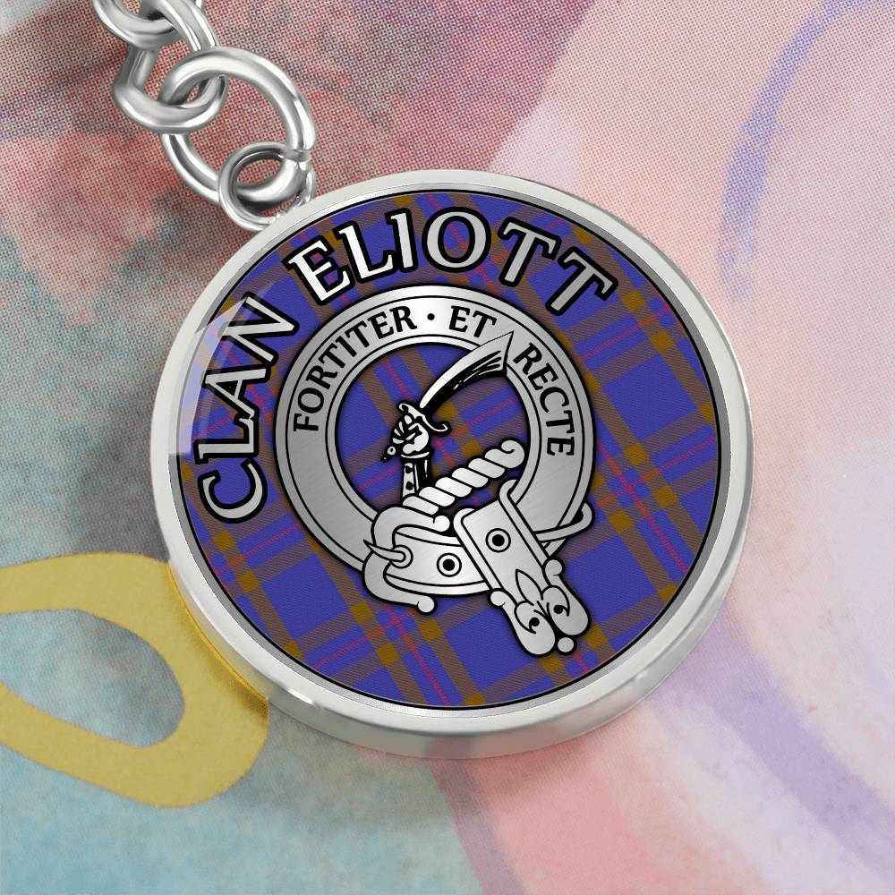 Clan Eliott Crest & Tartan Pendant Keychain