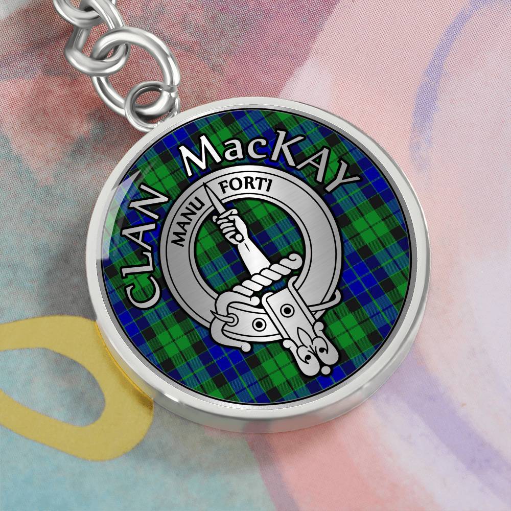 Clan MacKay Crest & Tartan Pendant Keychain