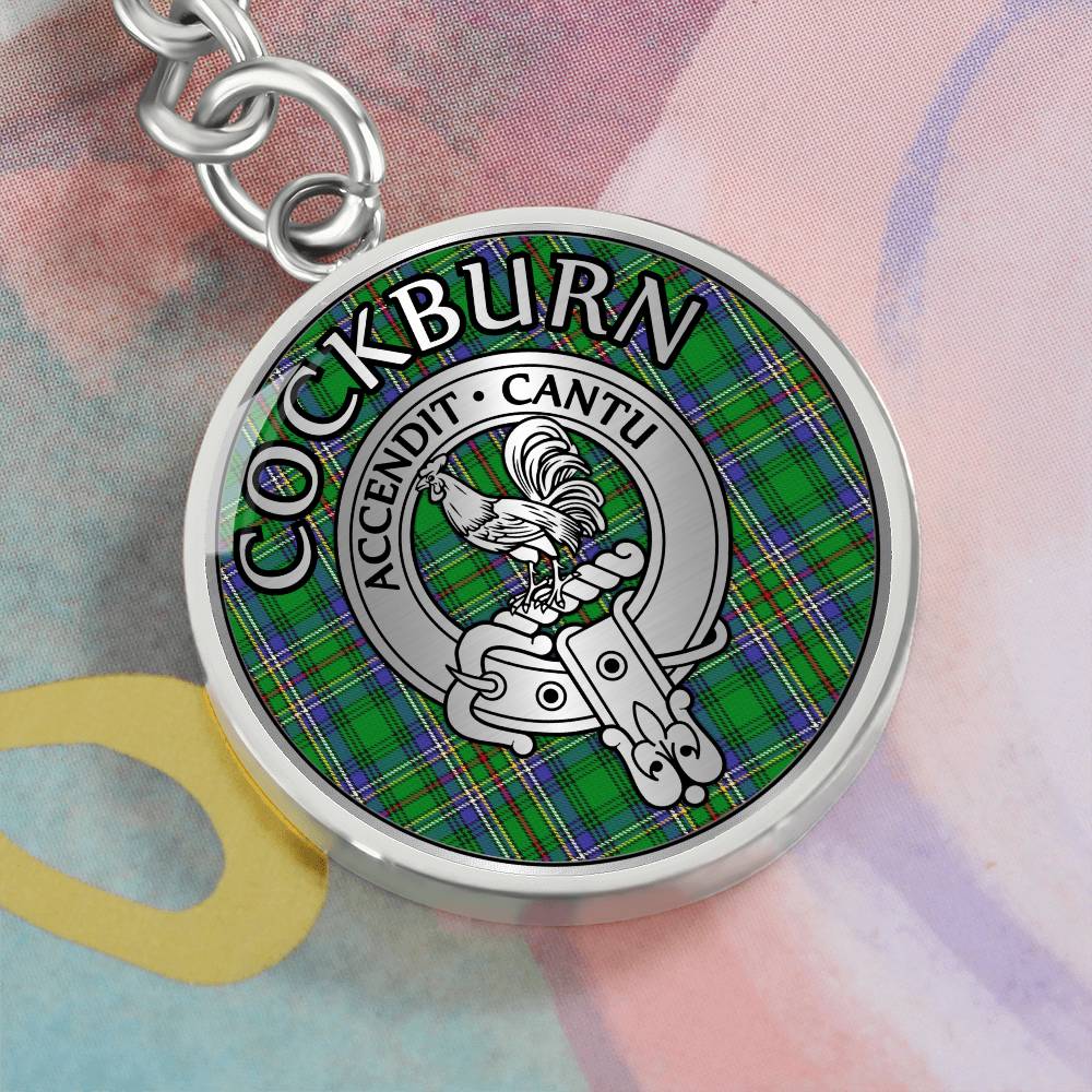 Clan Cockburn Crest & Tartan Pendant Keychain