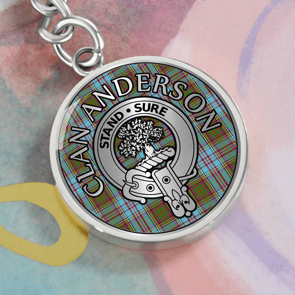 Clan Anderson Crest & Tartan Pendant Keychain