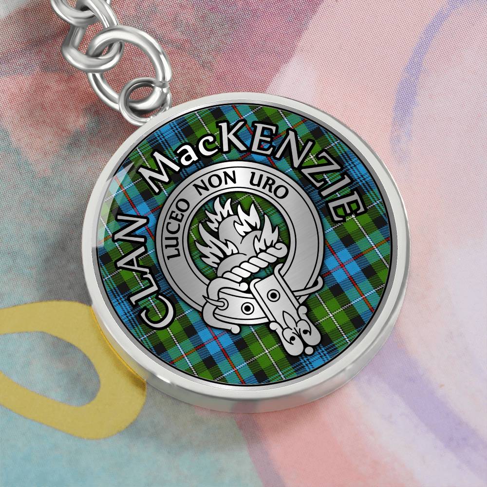 Clan MacKenzie Crest & Tartan Pendant Keychain