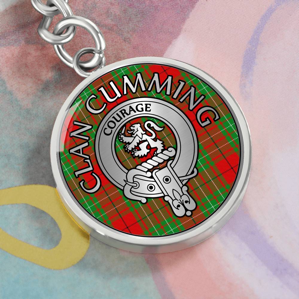 Clan Cumming Crest & Tartan Pendant Keychain