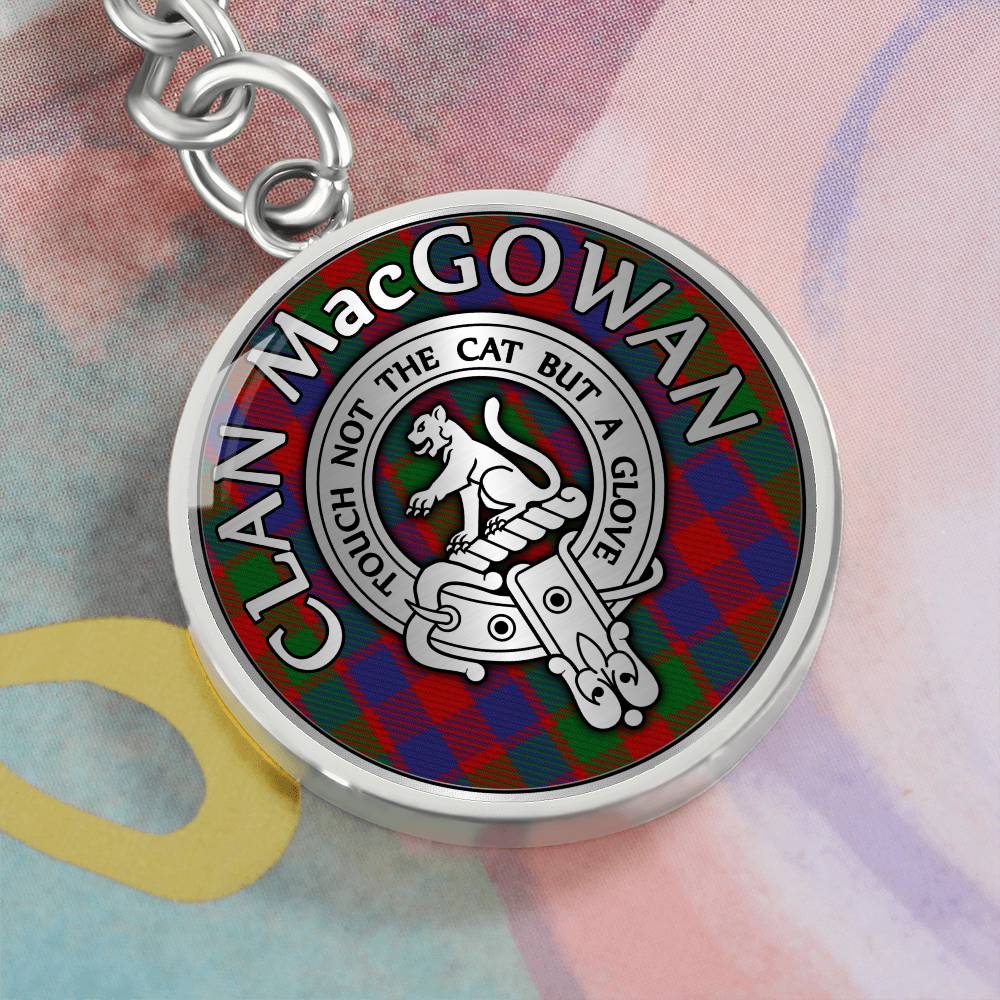 Clan MacGowan Crest & Tartan Pendant Keychain