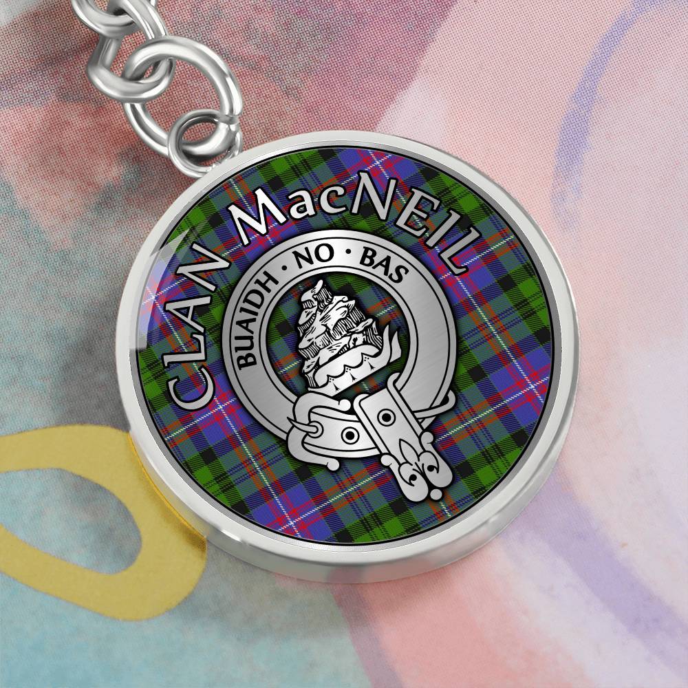 Clan MacNeill Crest & Tartan Pendant Keychain