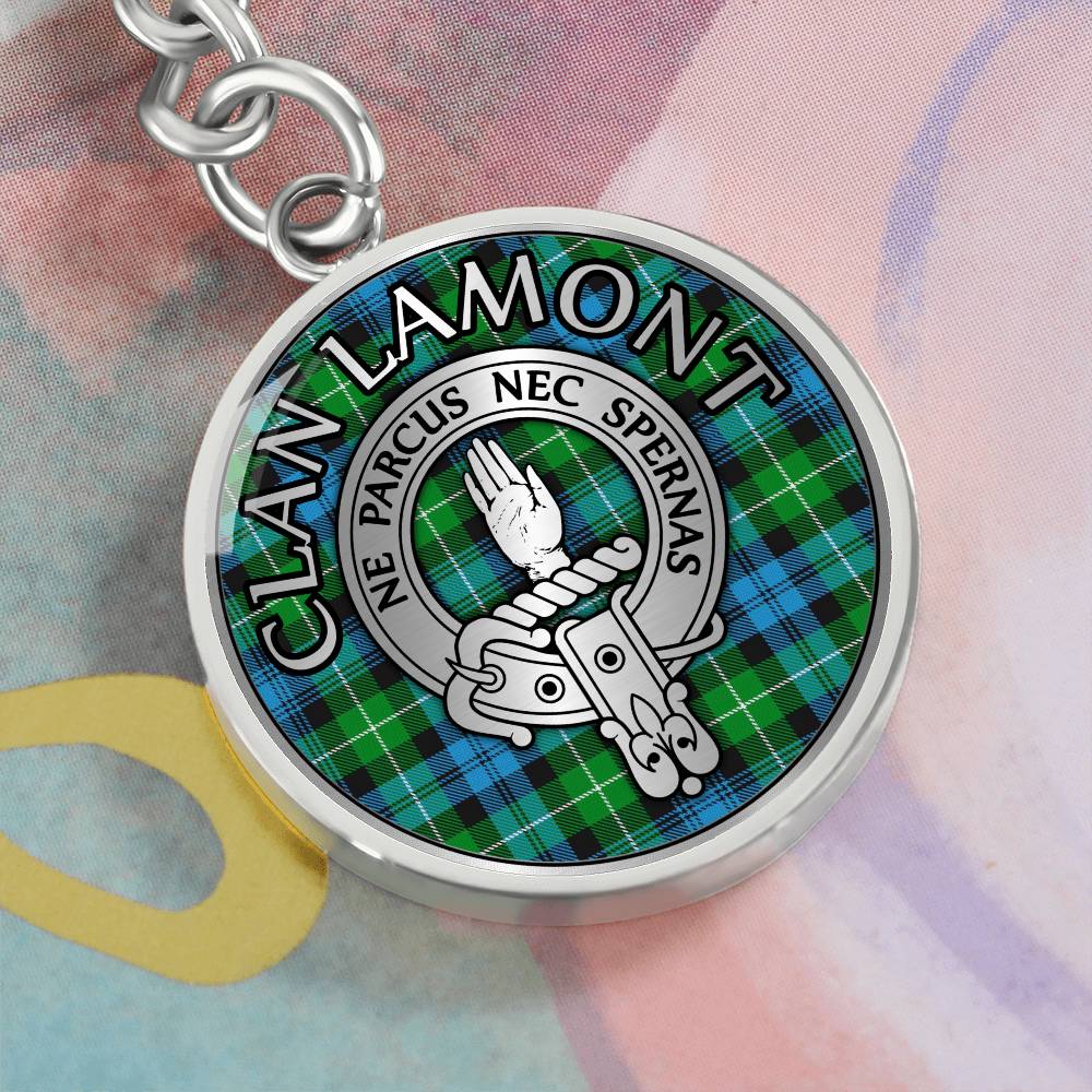 Clan Lamont Crest & Tartan Pendant Keychain