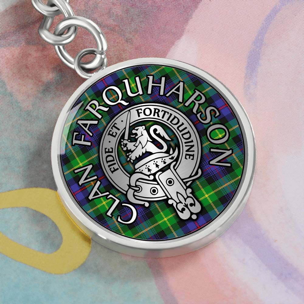 Clan Farquharson Crest & Tartan Pendant Keychain