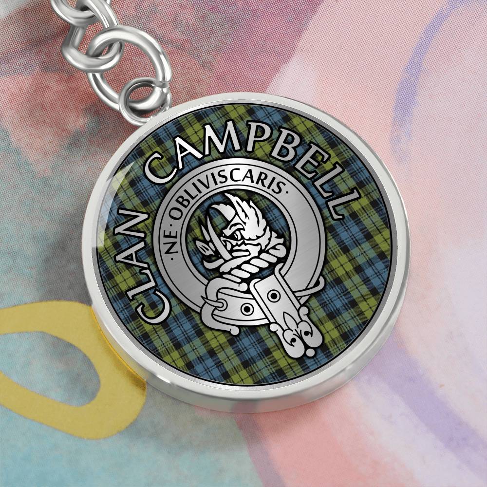 Clan Campbell Crest & Tartan Pendant Keychain