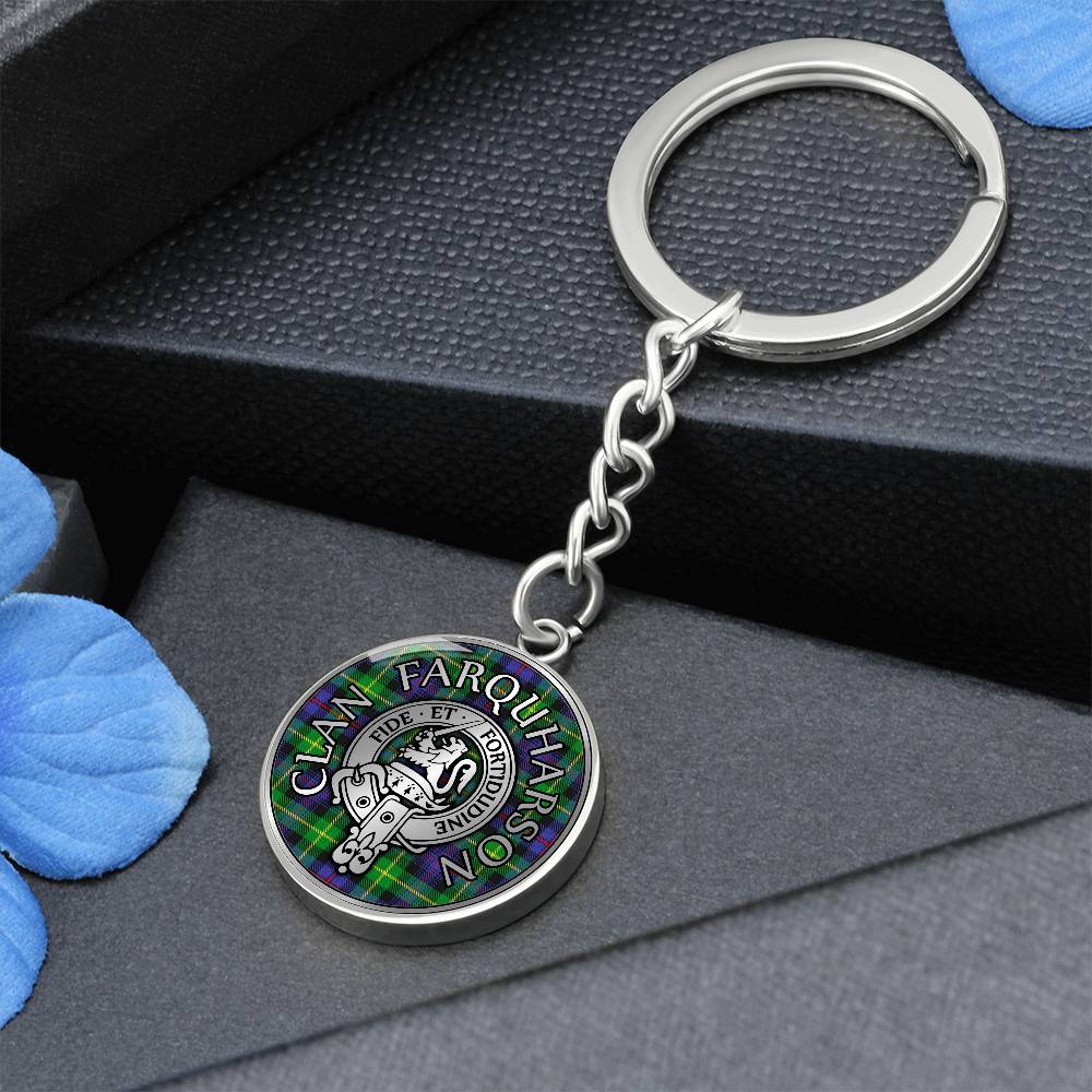 Clan Farquharson Crest & Tartan Pendant Keychain