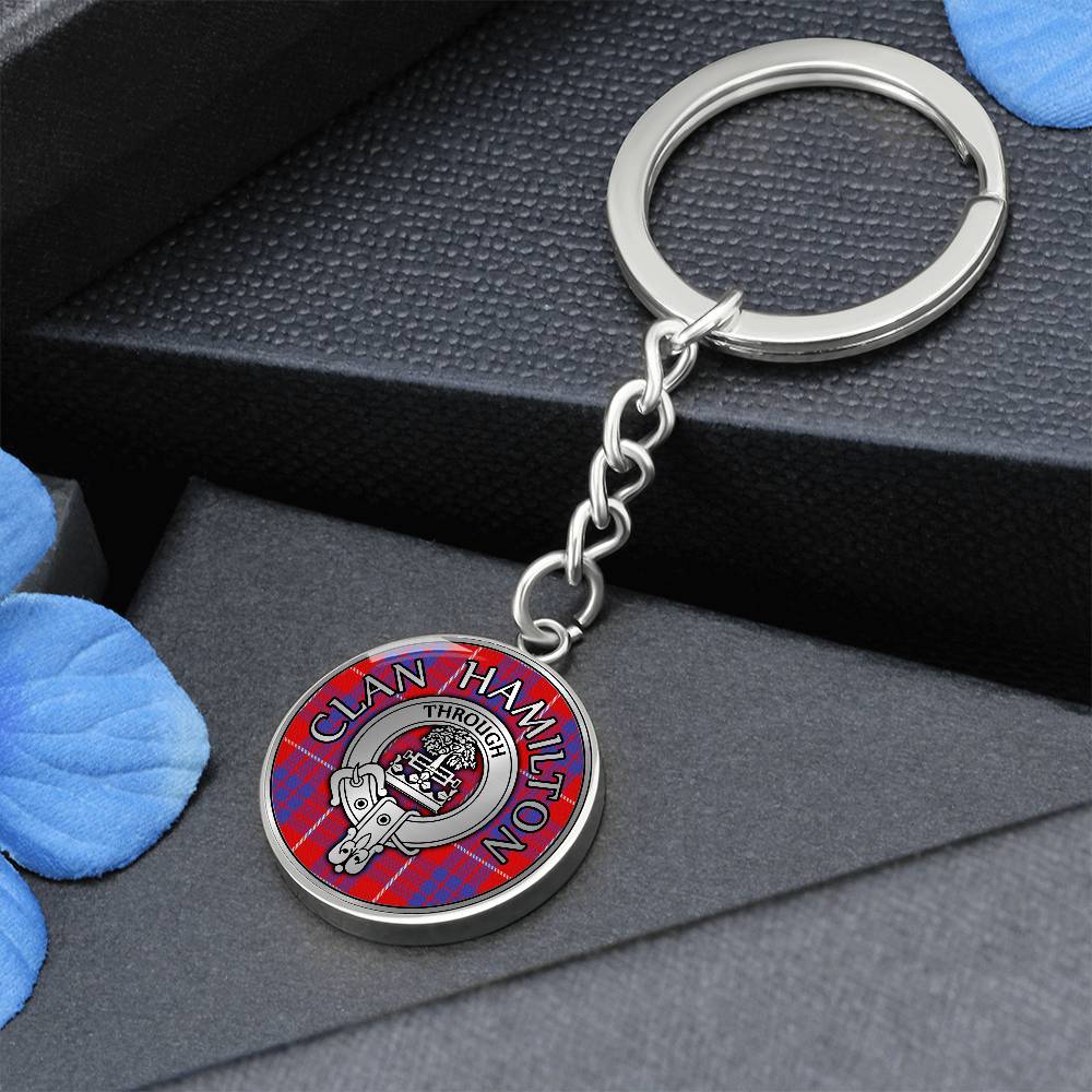 Clan Hamilton Crest & Tartan Pendant Keychain