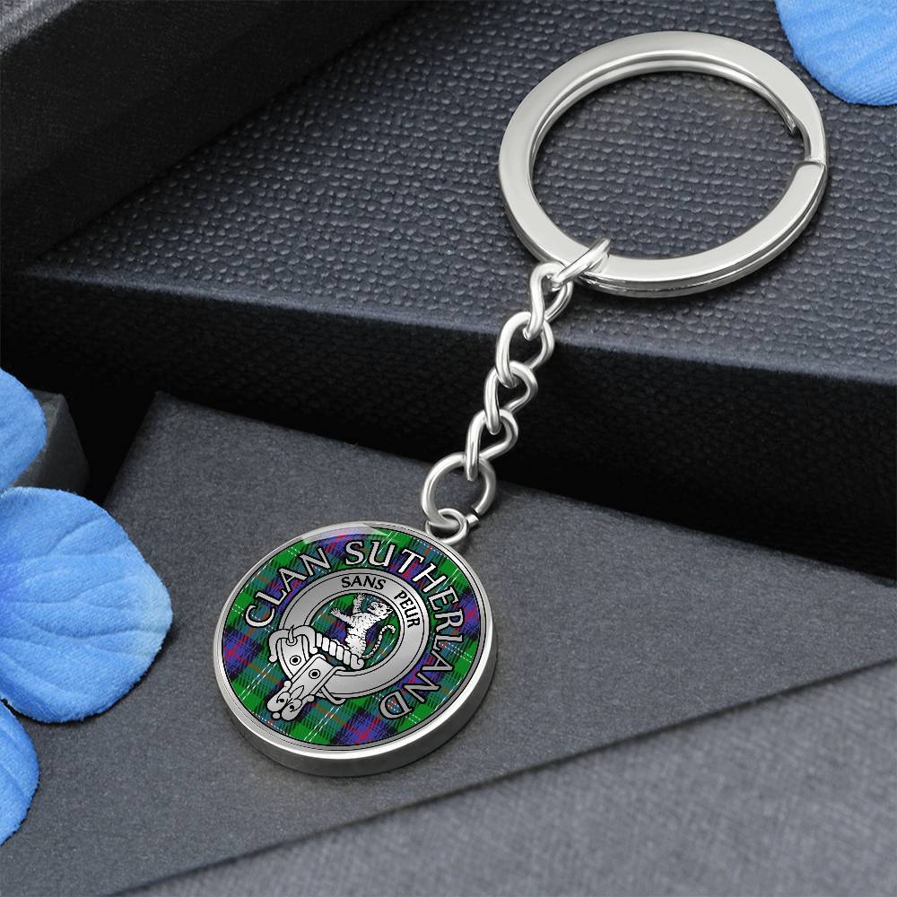 Clan Sutherland Crest & Tartan Pendant Keychain