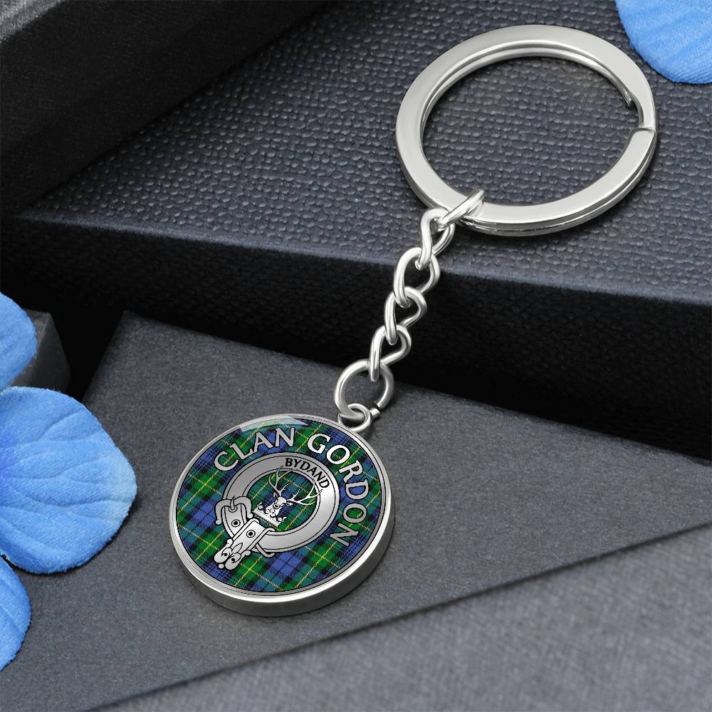 Clan Gordon Crest & Tartan Pendant Keychain