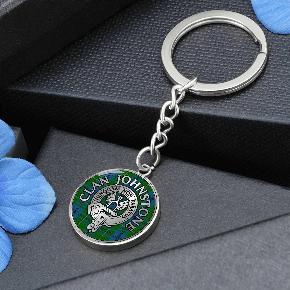 Clan Johnstone Crest & Tartan Pendant Keychain