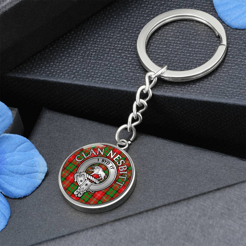 Clan Nesbitt Crest & Tartan Pendant Keychain