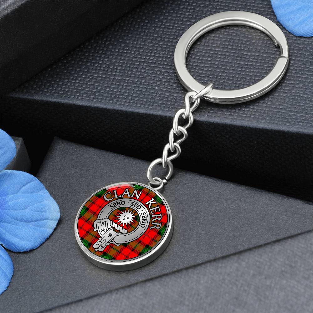 Clan Kerr Crest & Tartan Pendant Keychain