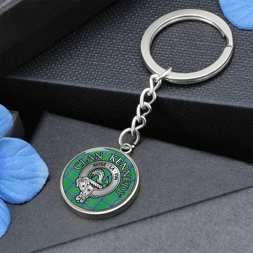 Clan Kennedy Crest & Tartan Pendant Keychain