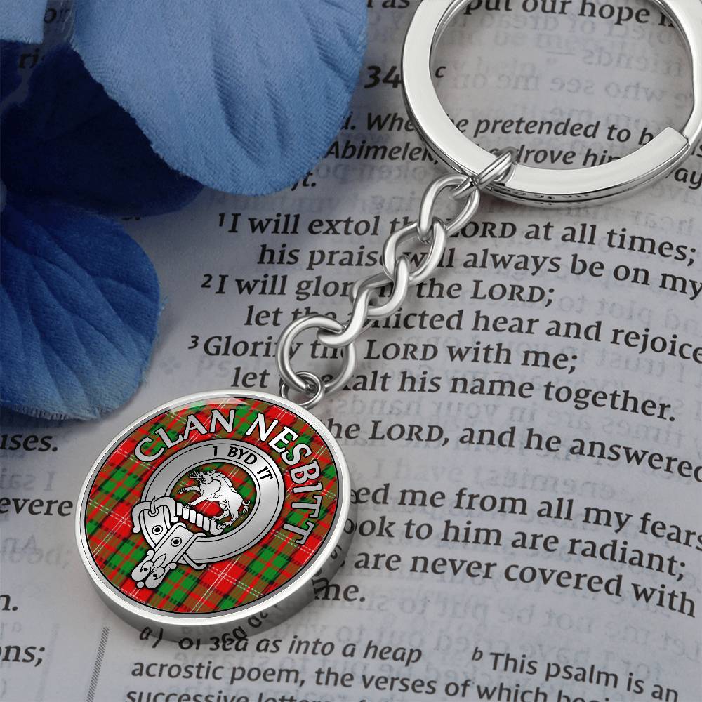 Clan Nesbitt Crest & Tartan Pendant Keychain