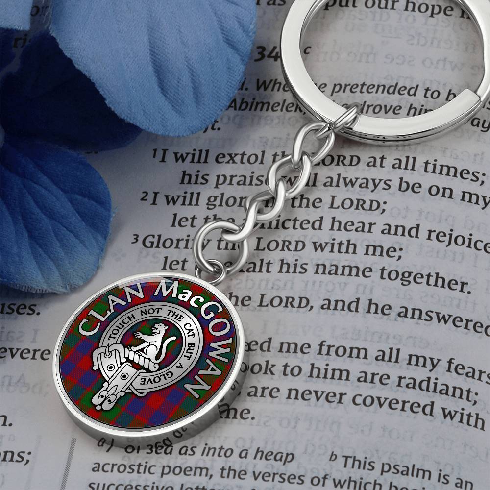 Clan MacGowan Crest & Tartan Pendant Keychain