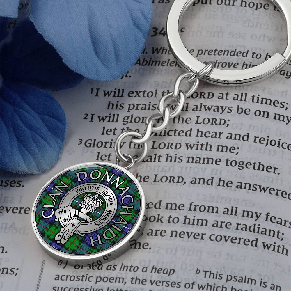 Clan Donnachaidh Crest & Hunting Tartan Pendant Keychain